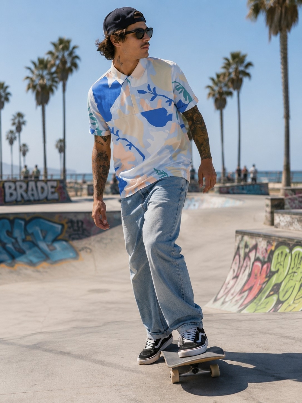 Nike SB Skateboarding Abstract Print Short Sleeve Shirt Mens Medium Pastel Blue